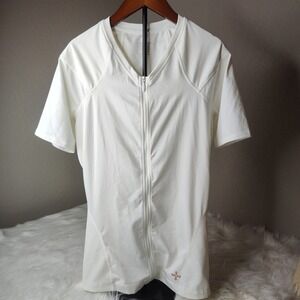Elegant White Zip-Up Women's Muscle Tee